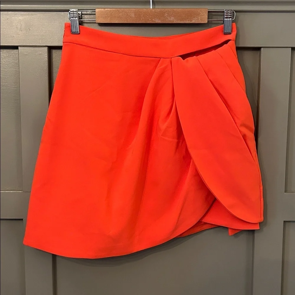 NBD Draped Tulip Mini Skirt Orange Size Small New NWT